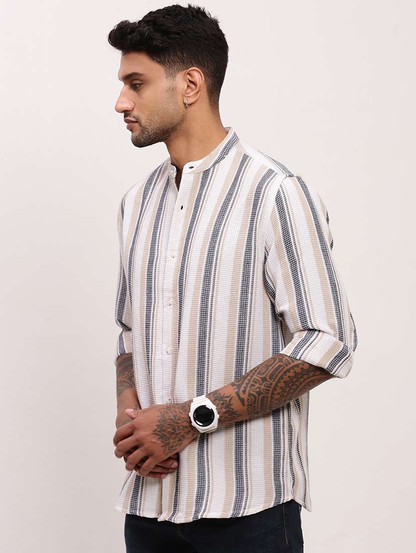 men striped long sleeves casual shirt - 21696357 -  Standard Image - 2
