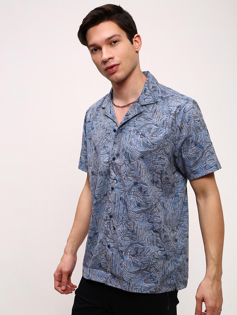 men printed short sleeves casual shirt - 21696371 - Standard Image - 2
