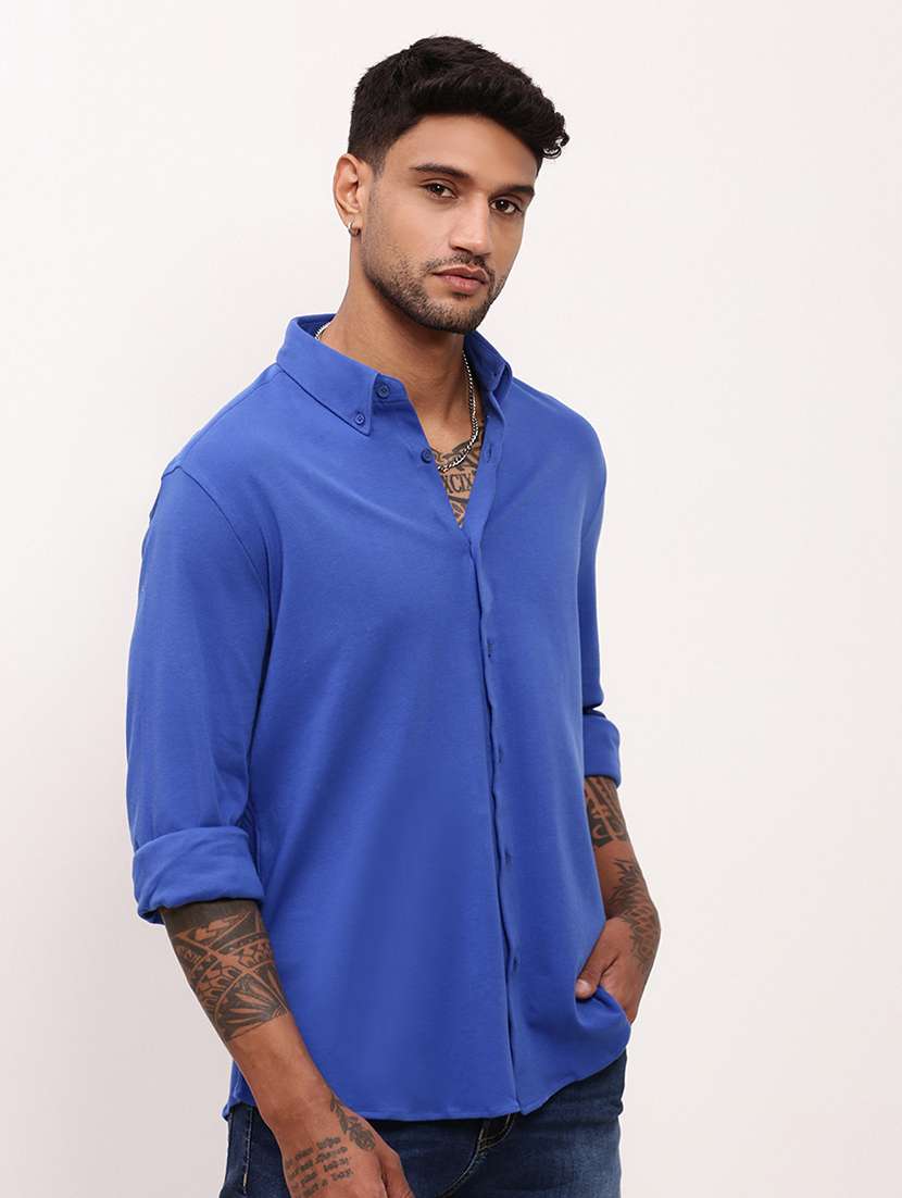men solid long sleeves casual shirt - 21696382 -  Standard Image - 2