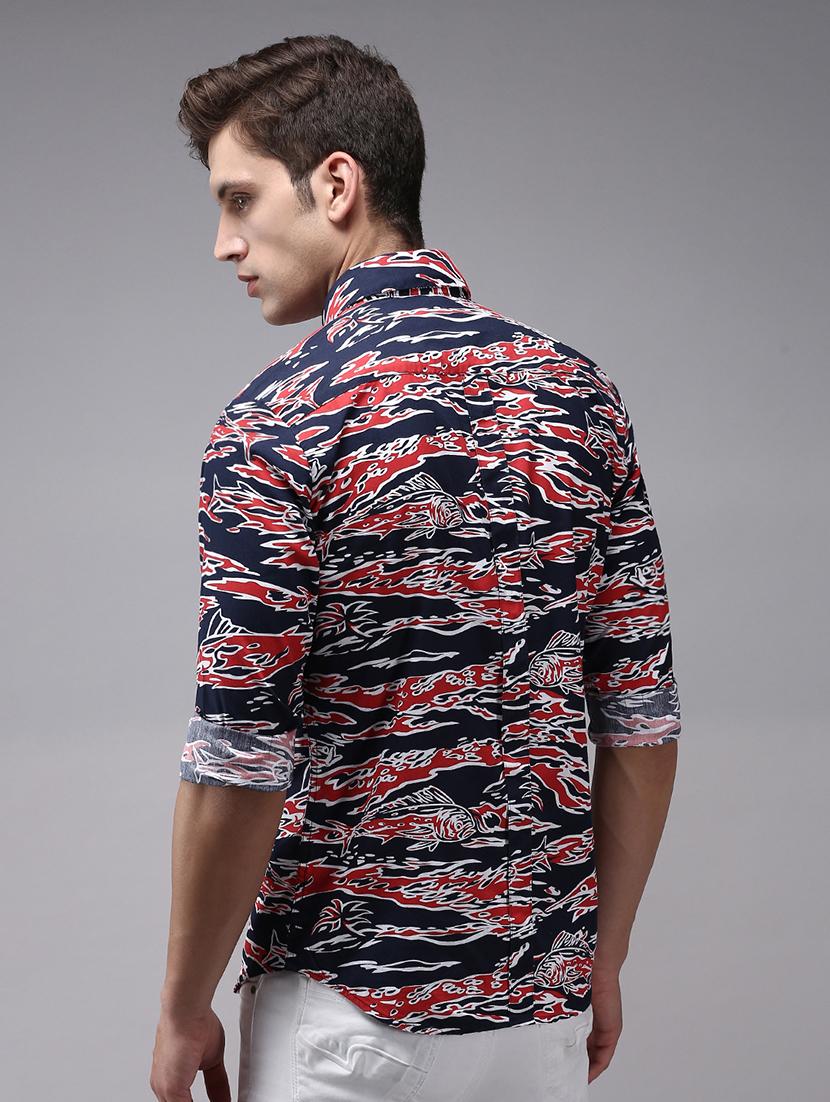 men abstract printed long sleeves casual shirt - 21696402 - Standard Image - 2