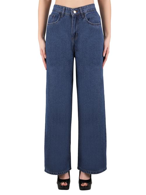 women distressed high rise wide leg jeans - 21696458 -  Standard Image - 0