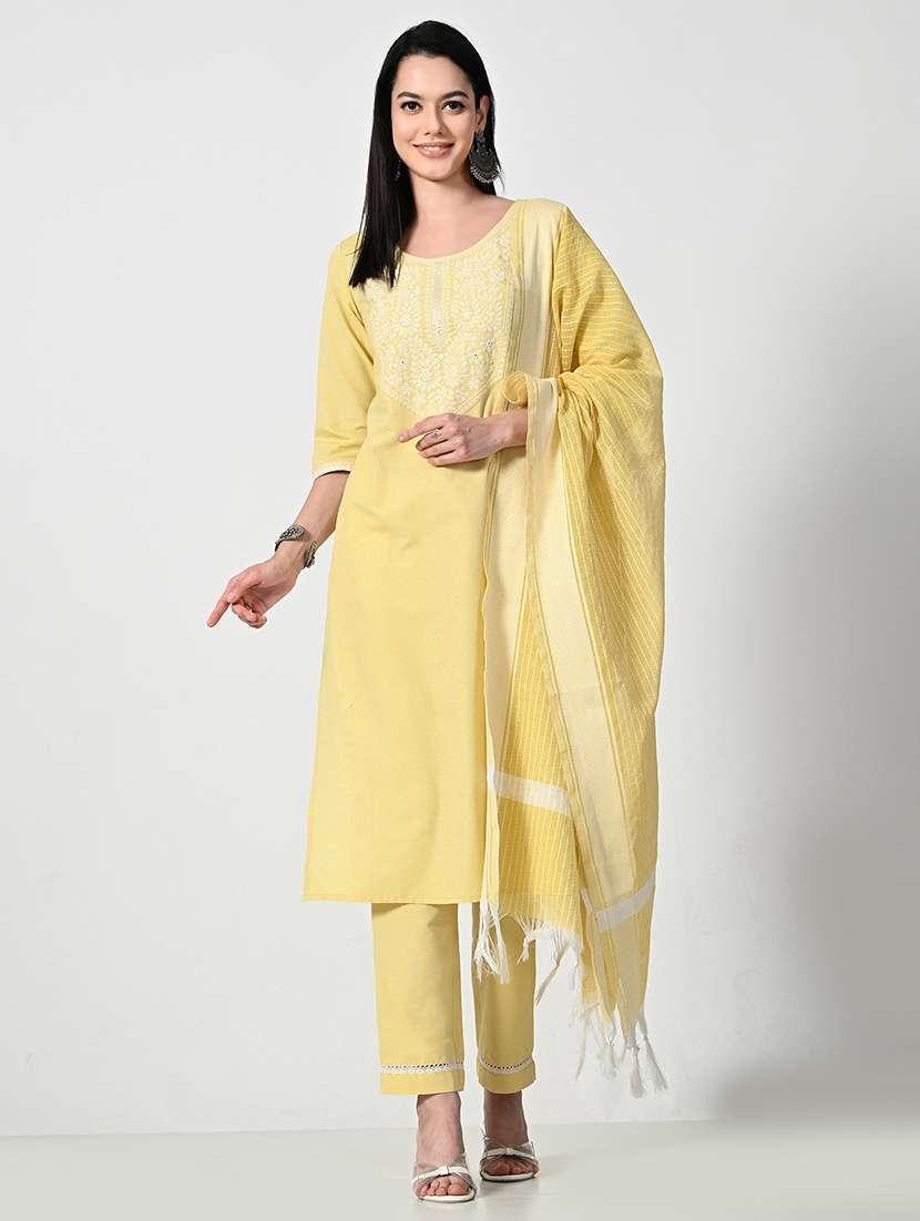 women embroidered kurta pant set with dupatta