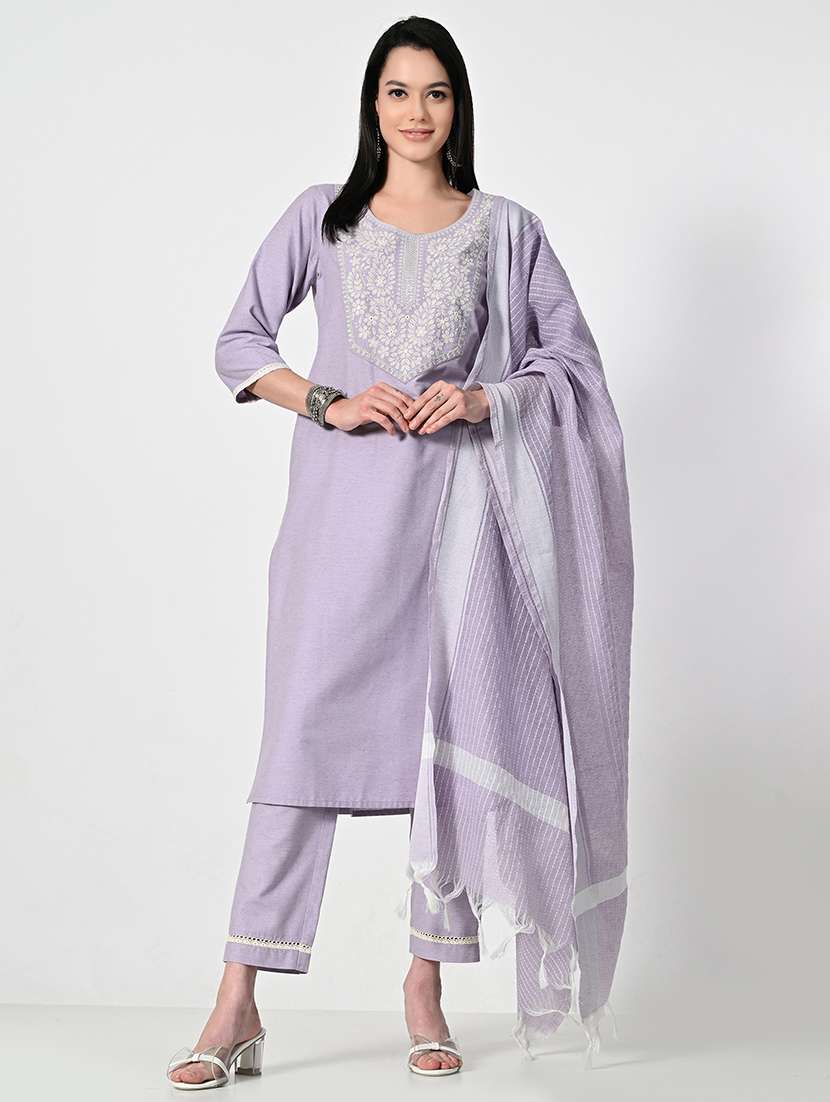 women embroidered kurta pant set with duaptta