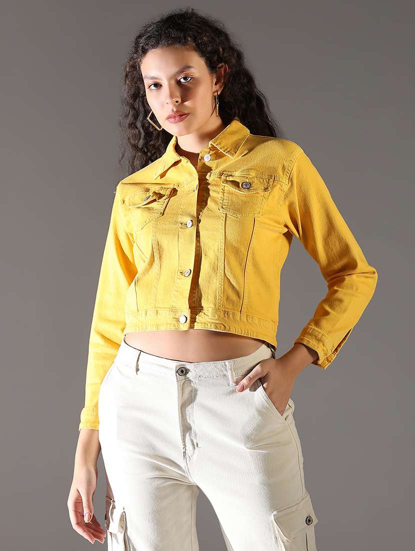 women solid denim summer jacket - 21696495 - Zoom Image - 0