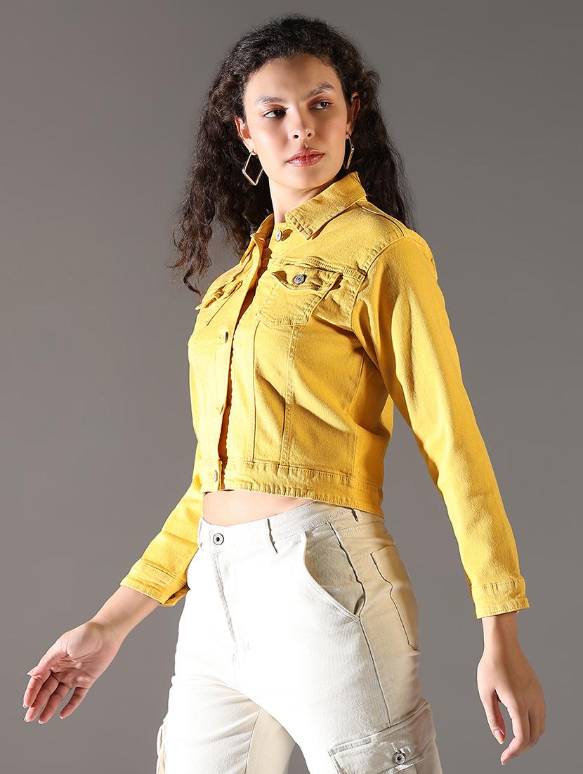 women solid denim summer jacket - 21696495 - Standard Image - 2