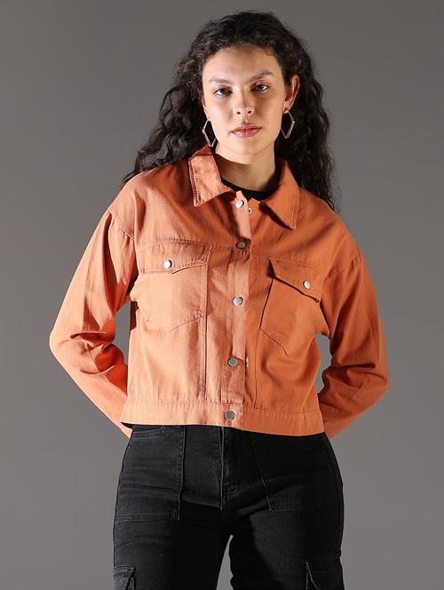 women solid denim summer jacket - 21696497 - Standard Image - 0