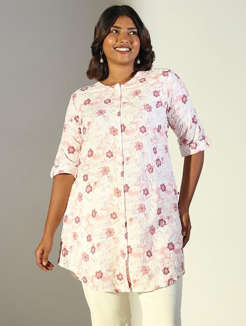 women floral roll up sleeve a-line kurti - 21696511 - Standard Image - 0