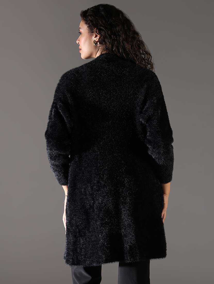 women black solid long sleeve shrug - 21696515 -  Standard Image - 2