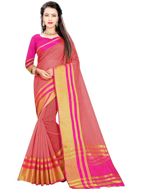 women red solid bordered saree - 21696542 - Standard Image - 0