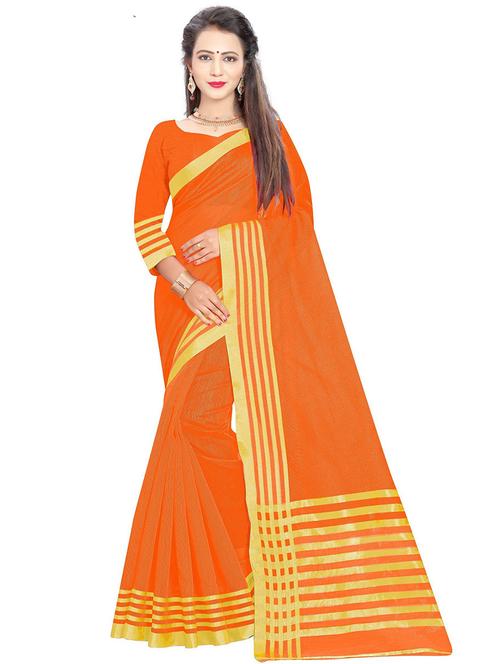 women orange solid bordered saree - 21696546 - Standard Image - 0