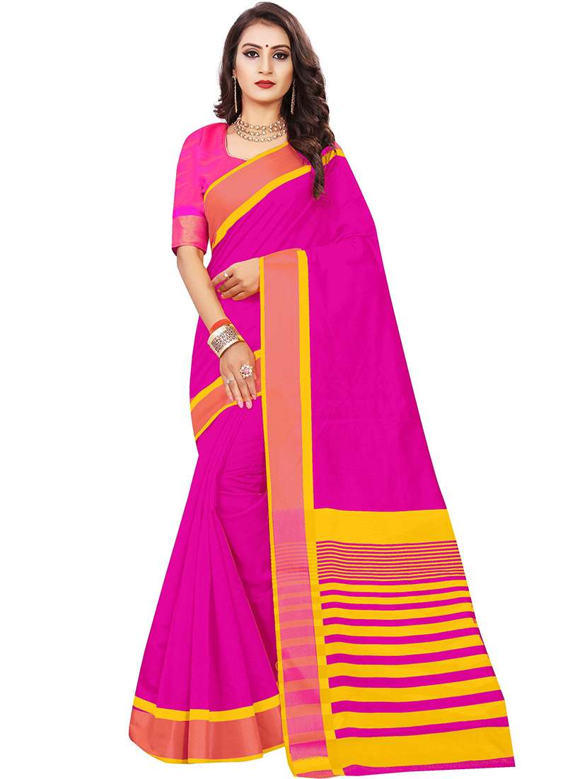 women solid with bordered saree