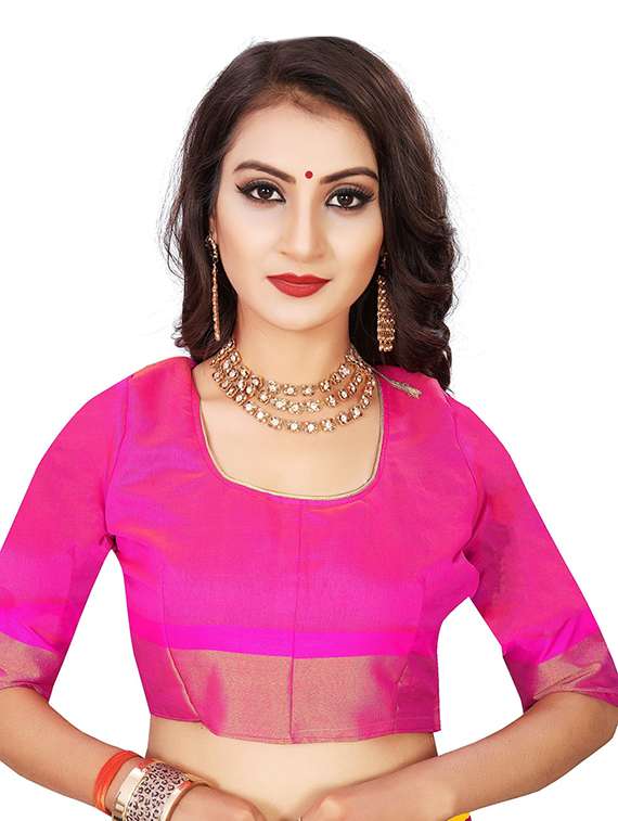 women solid with bordered saree - 21696567 - Standard Image - 2