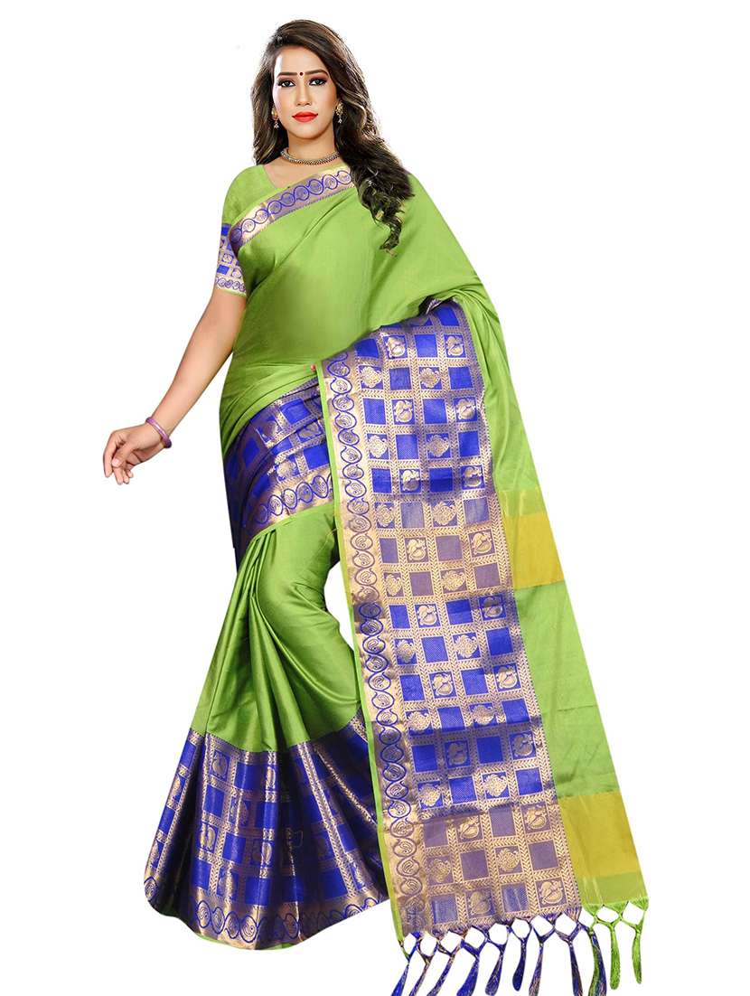 women solid zari bordered saree