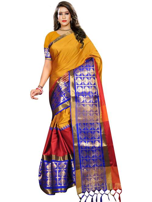 women solid with bordered saree - 21696655 -  Standard Image - 0