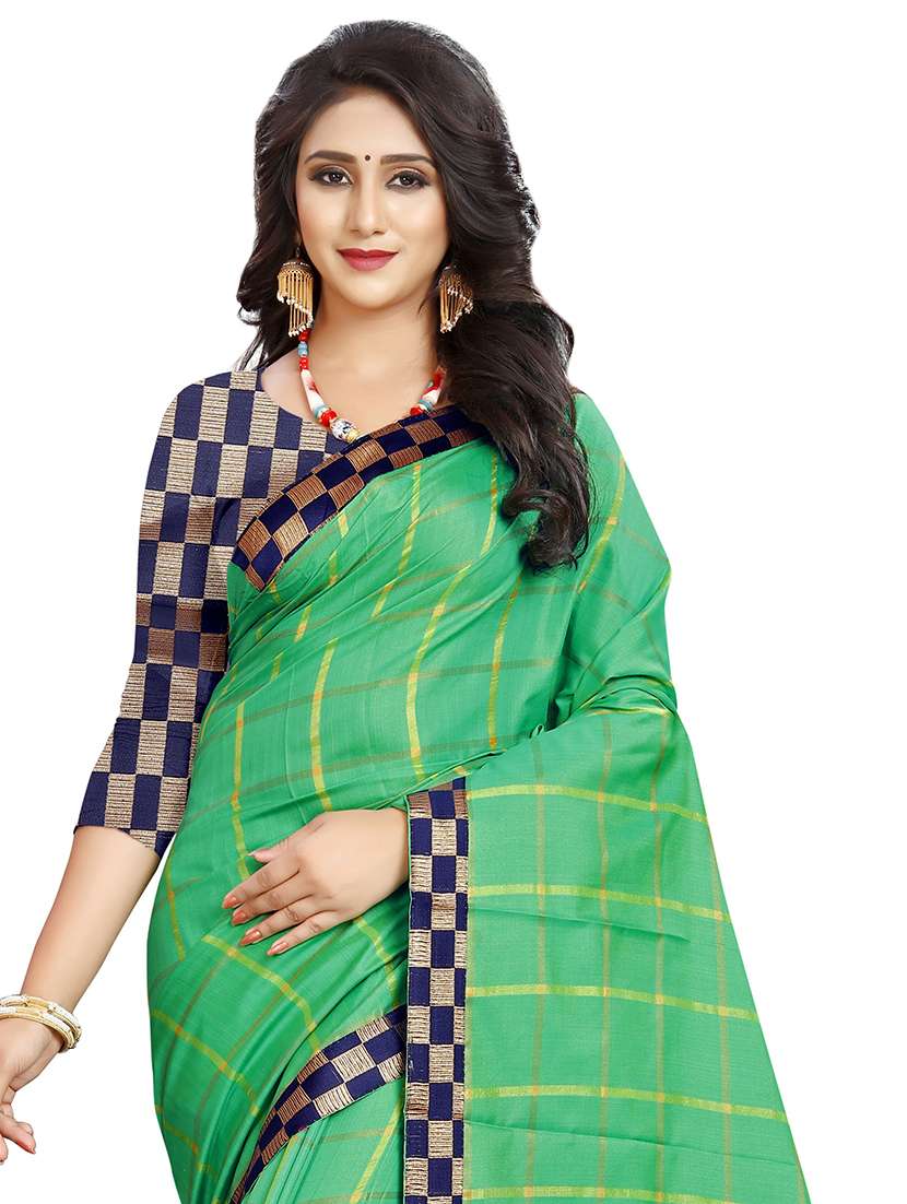 women checkereded lace work saree - 21696790 -  Standard Image - 2