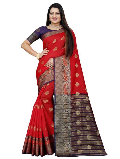 women self design zari bordered saree - 21696818 -  Standard Image - 0