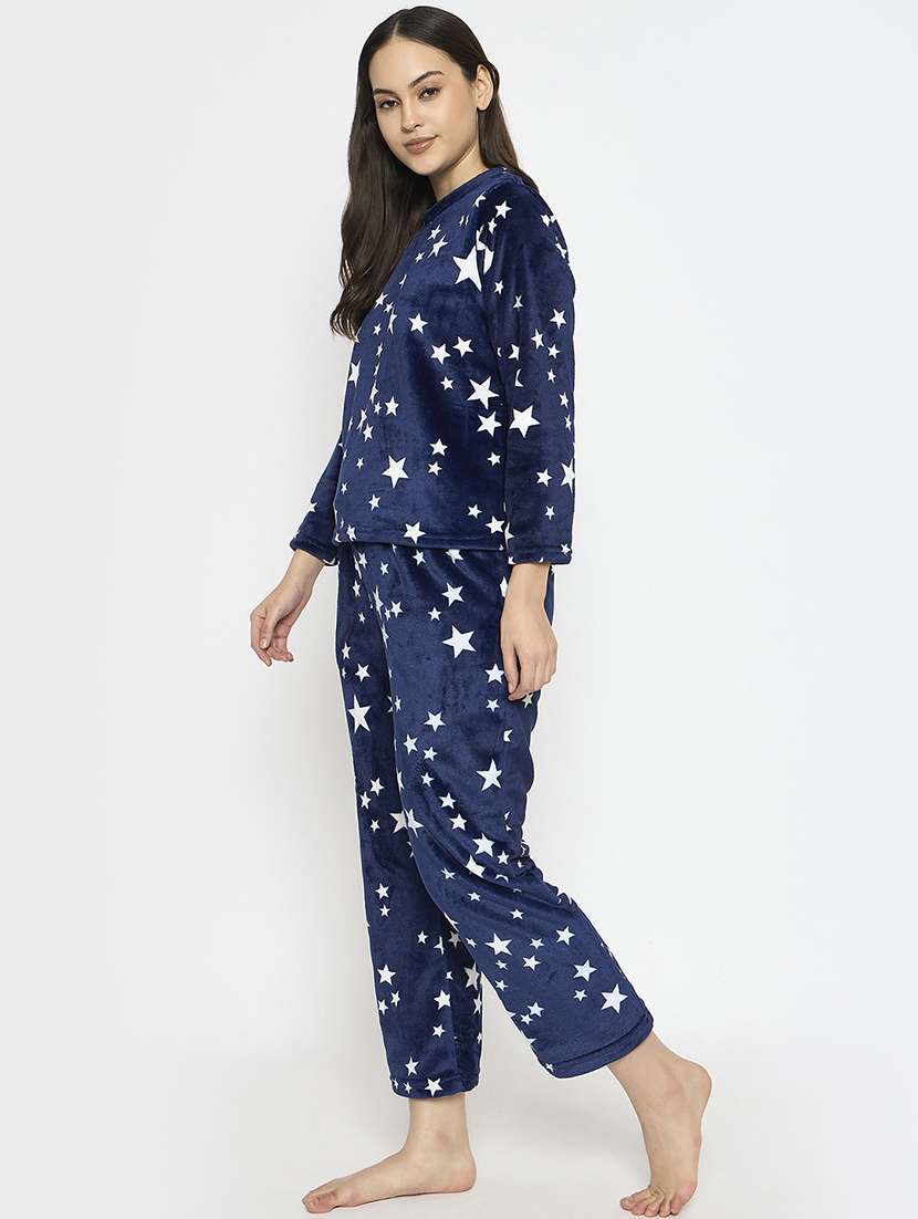 women printed round neck nightwear pyjama set - 21696939 - Standard Image - 2