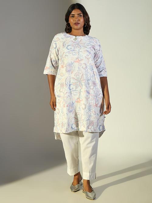 women three quarter sleeve straight kurta - 21696974 -  Standard Image - 0