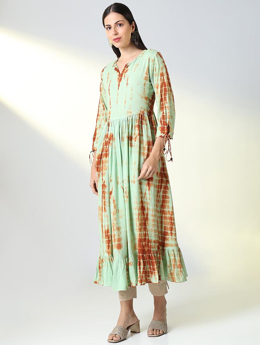 women three quarter sleeve anarkali kurta - 21696978 - Standard Image - 2