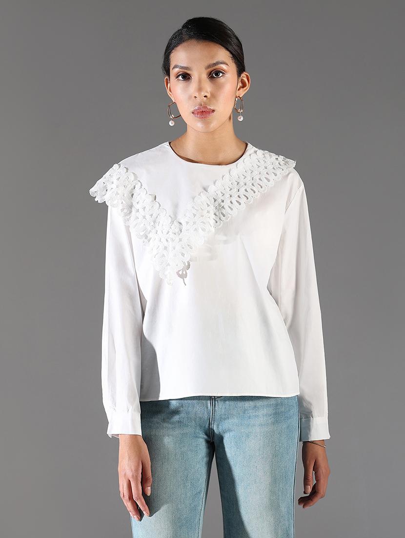 women white solid long sleeve top - 21697010 - Zoom Image - 0