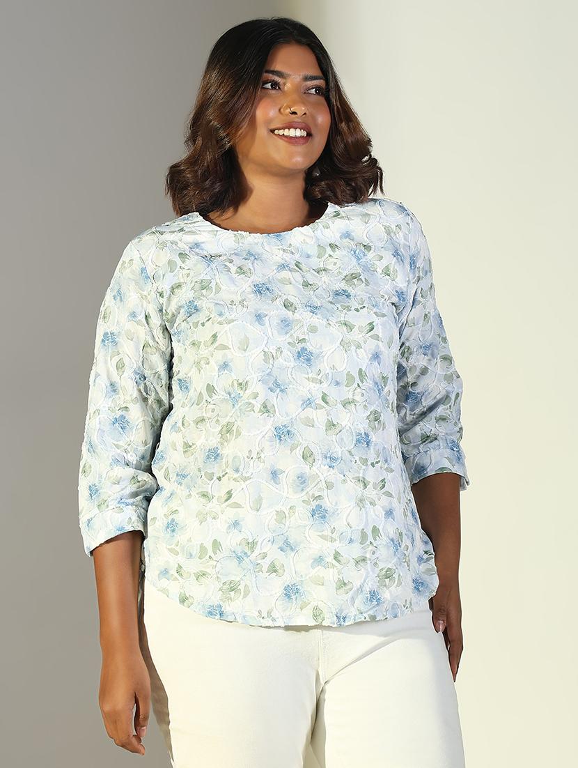 women floral printed round neck regular top - 21697022 - Standard Image - 2