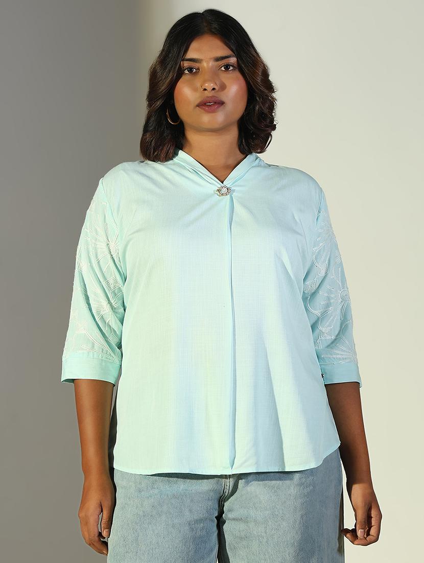 sea green cotton regular top - 21697026 - Zoom Image - 0