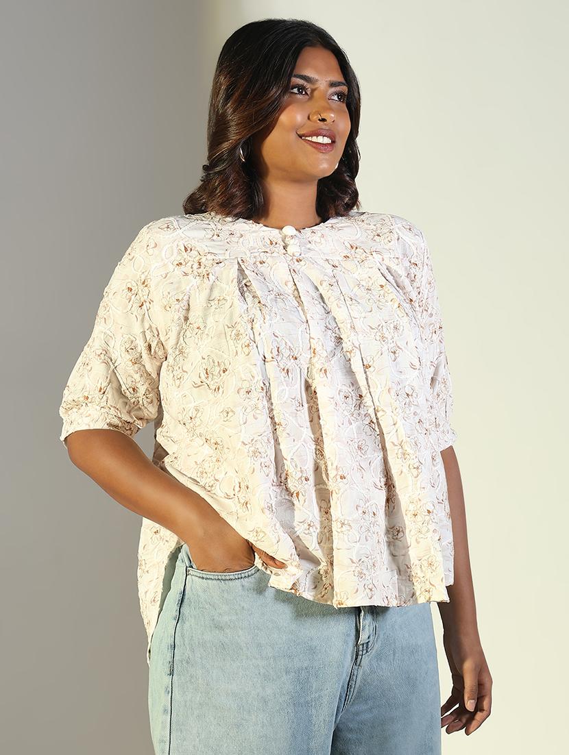 women floral printed round neck regular top - 21697027 - Standard Image - 2