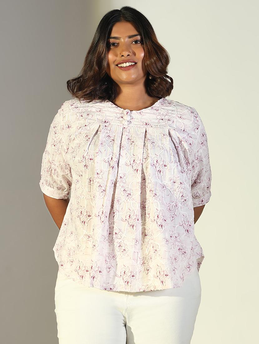 women floral printed round neck regular top - 21697028 -  Zoom Image - 0