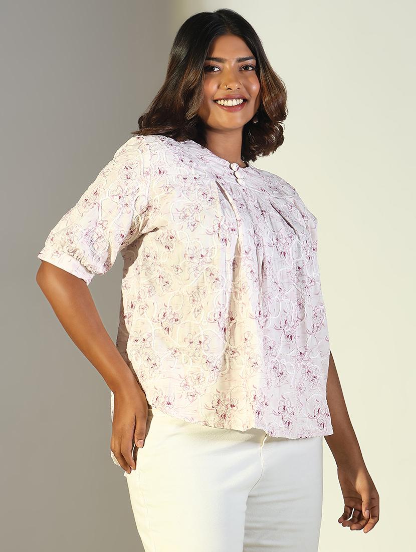 women floral printed round neck regular top - 21697028 - Standard Image - 2