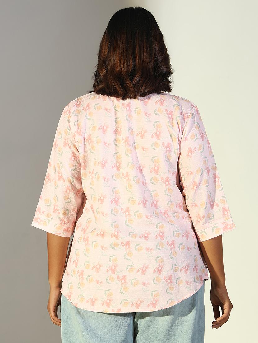 women floral printed three quarter sleeve regular top - 21697030 - Standard Image - 2