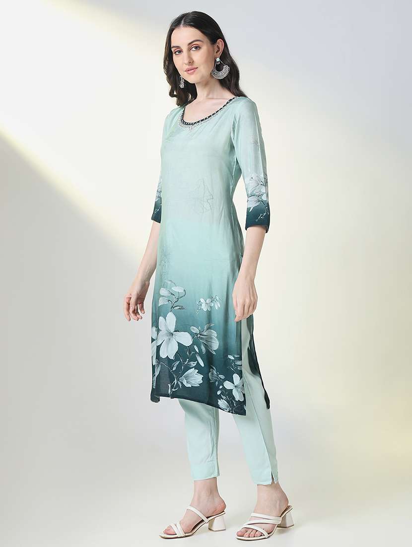 women three quarter sleeve kurta pant with dupatta set - 21697057 -  Standard Image - 2