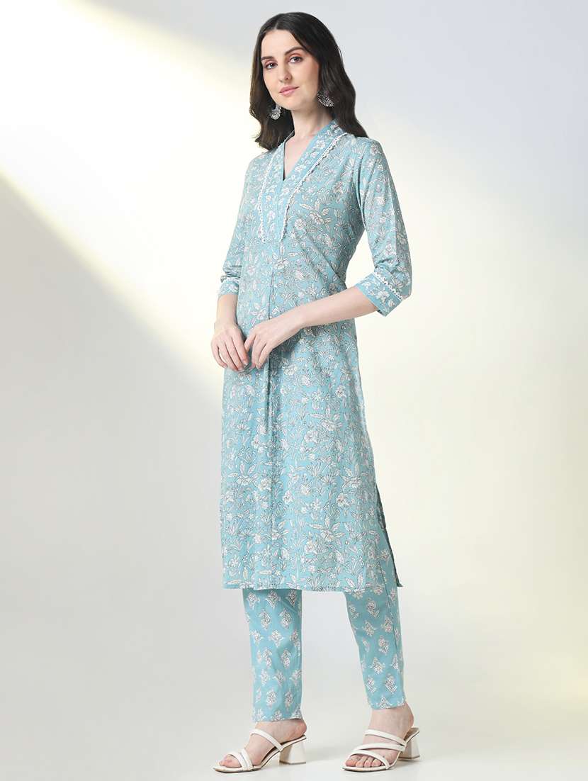 women three quarter sleeve kurta pant with dupatta set - 21697061 -  Standard Image - 2