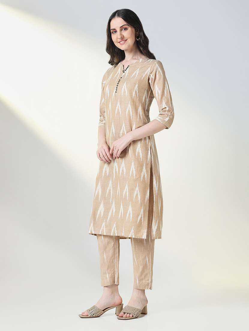 women three quarter sleeve kurta pant with dupatta set - 21697064 -  Standard Image - 2