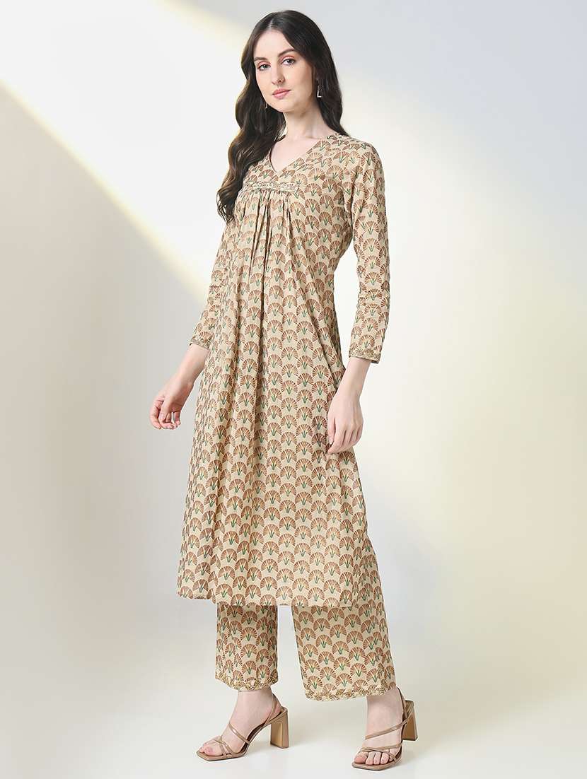 women three quarter sleeve kurta pant with dupatta set - 21697066 -  Standard Image - 2