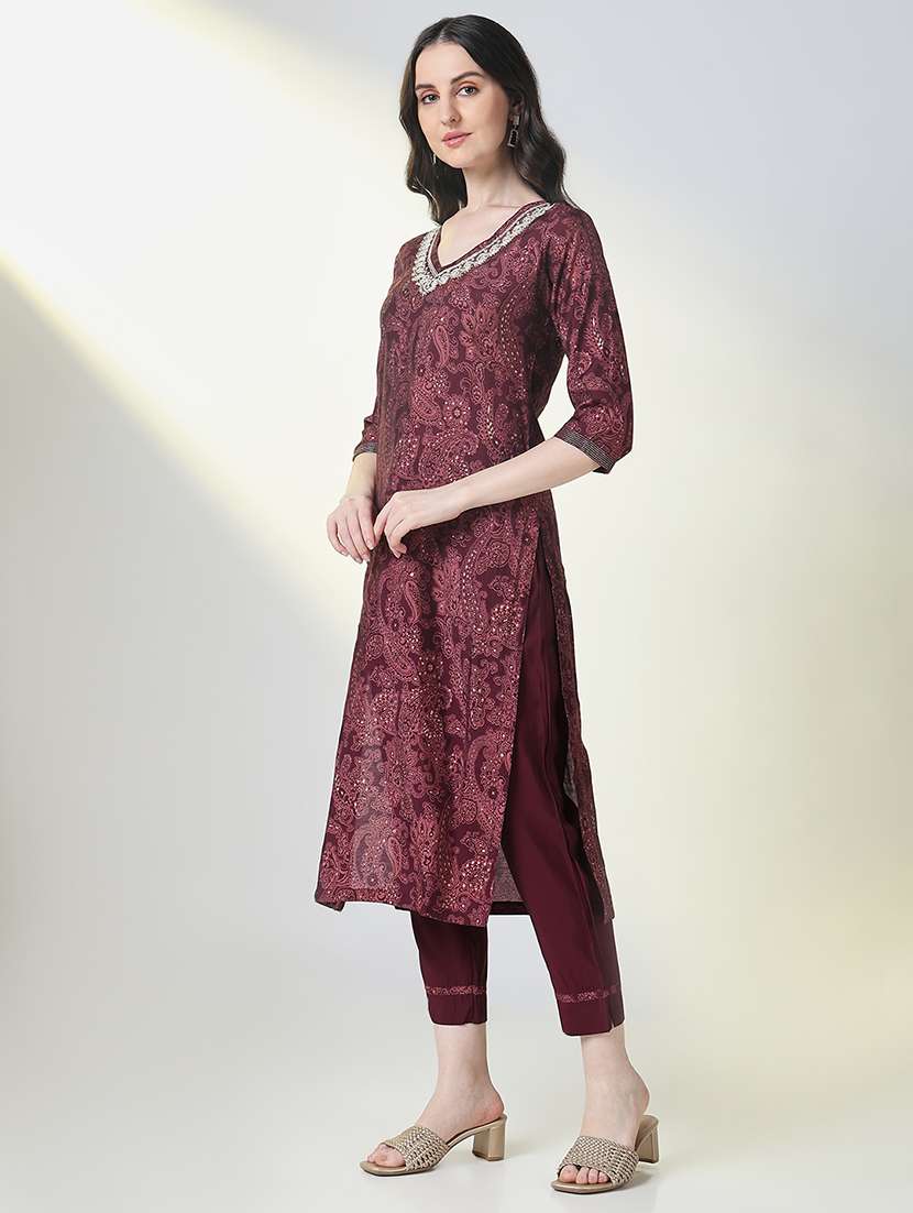 women three quarter sleeve kurta pant with dupatta set - 21697071 -  Standard Image - 2