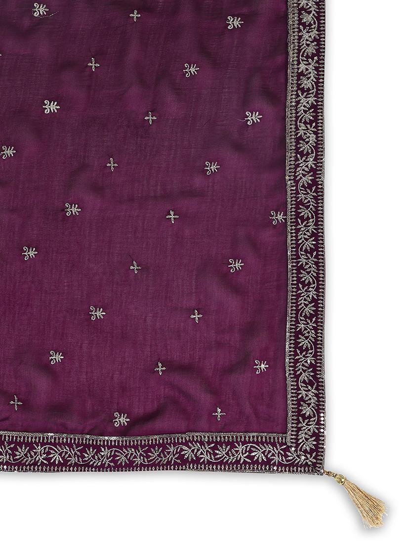 women purple sleeveless kurta pant with dupatta set - 21697089 - Standard Image - 7