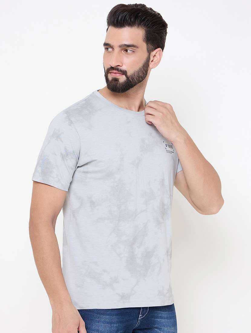 grey cotton blend front print tshirt - 21697142 -  Standard Image - 2