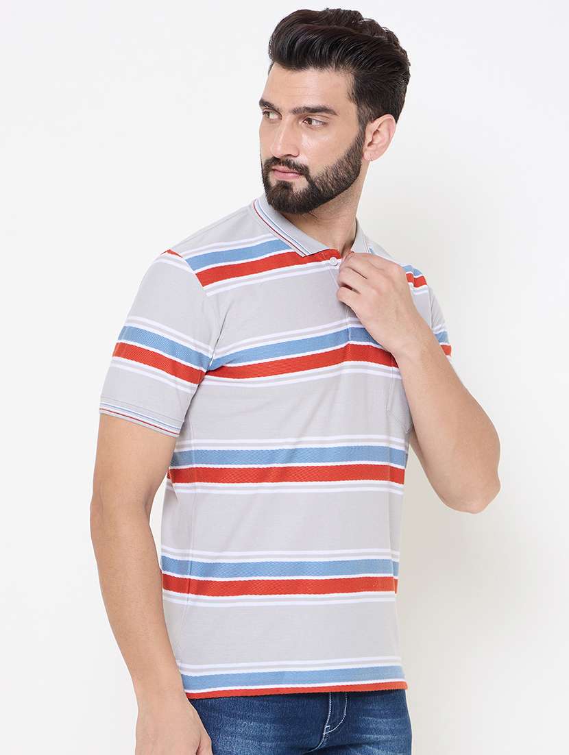 men striped short sleeve polo t-shirt - 21697158 -  Standard Image - 2