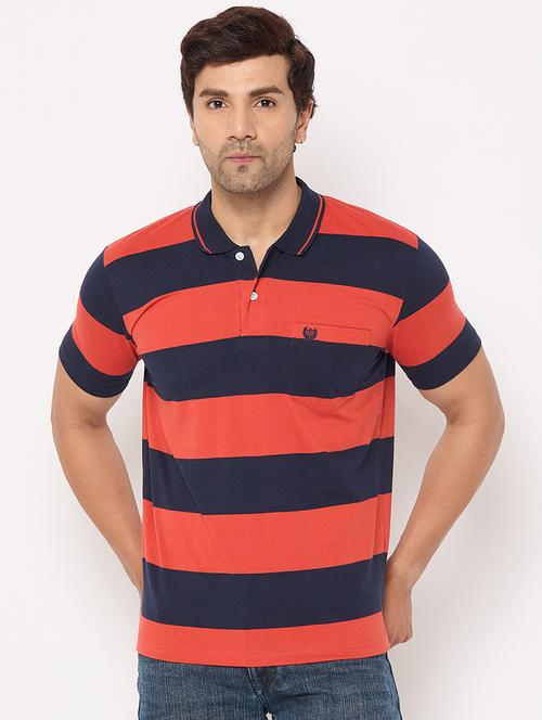 men striped short sleeve polo t-shirt - 21697170 - Standard Image - 0