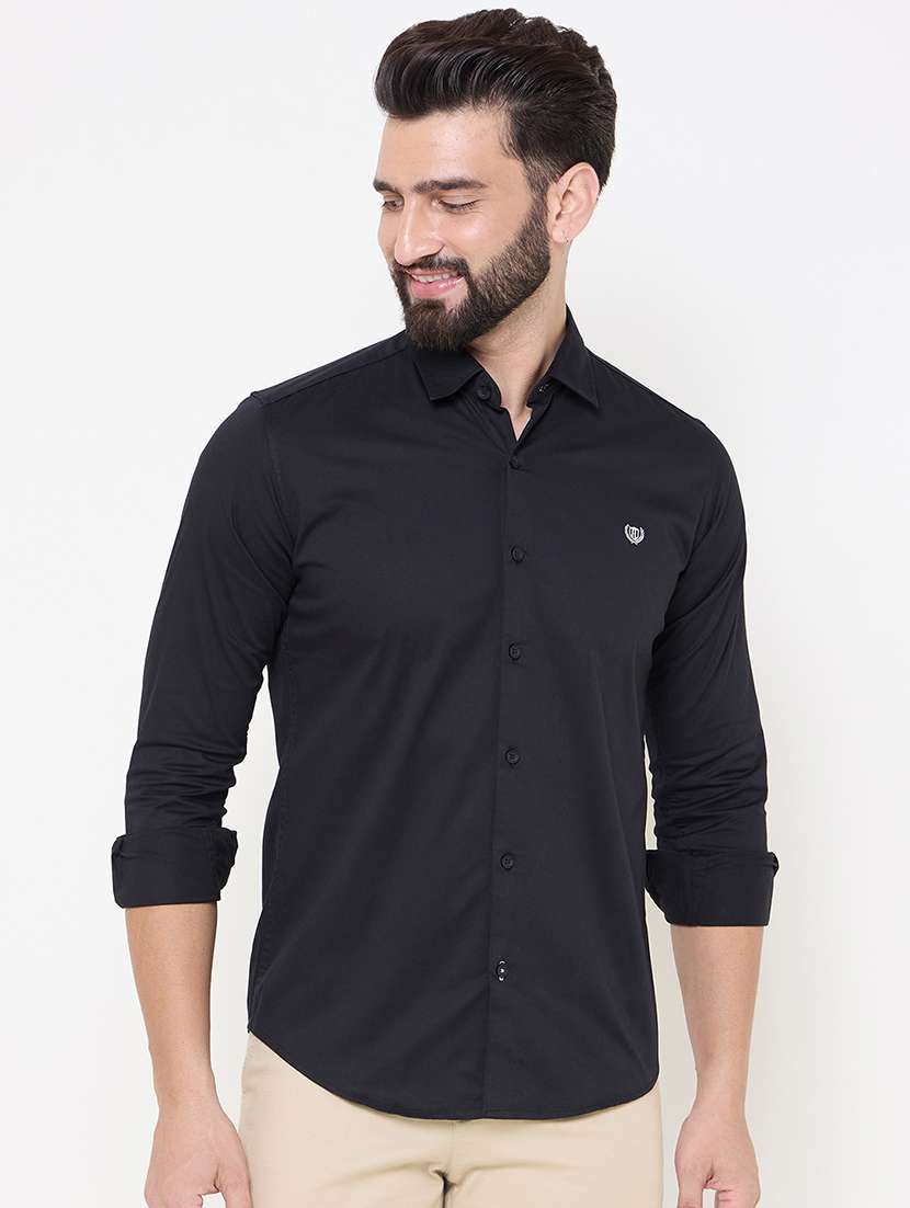 men solid long sleeve casual shirt