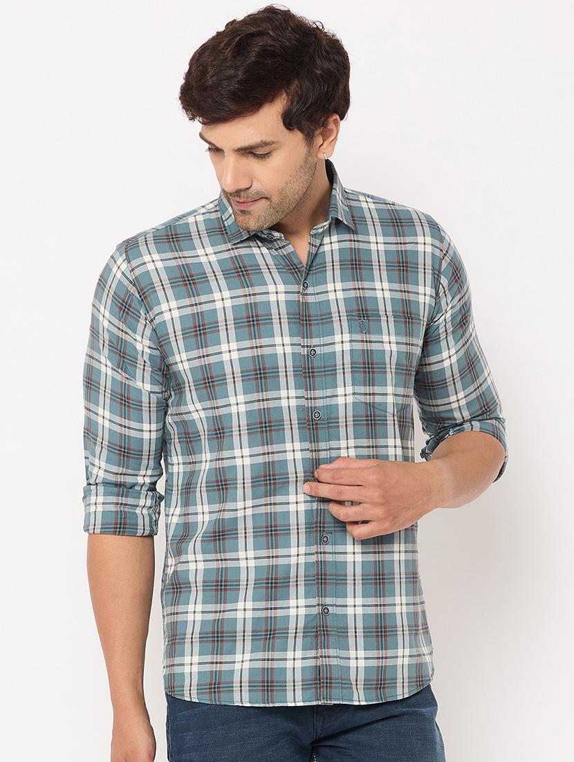 men checkered long sleeve casual shirt - 21697410 -  Zoom Image - 0