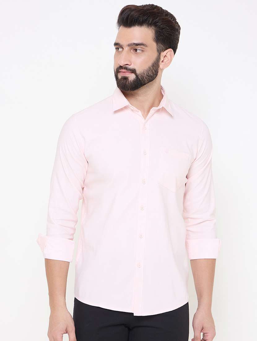 men solid long sleeve casual shirt