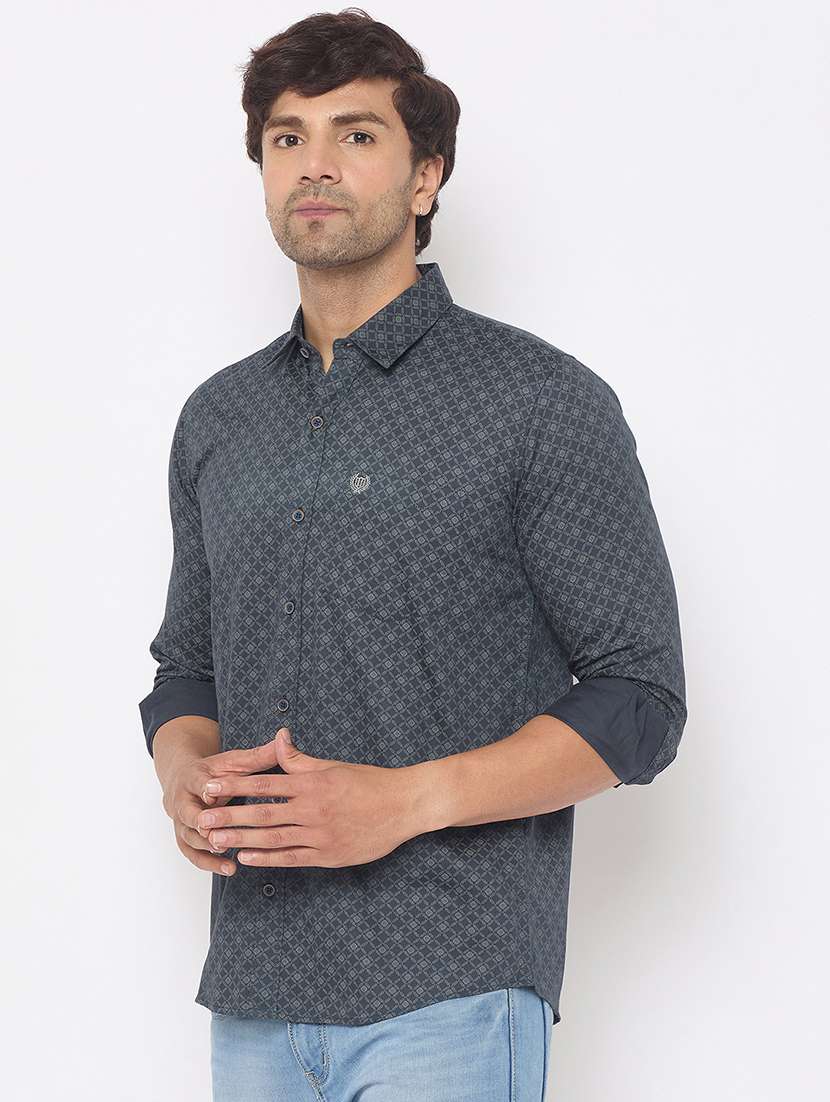 men printed long sleeve casual shirt - 21697422 -  Standard Image - 2