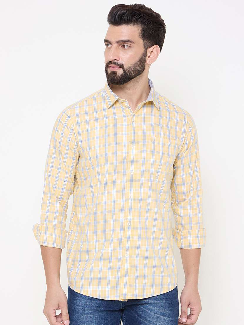 men checkered long sleeve casual shirt