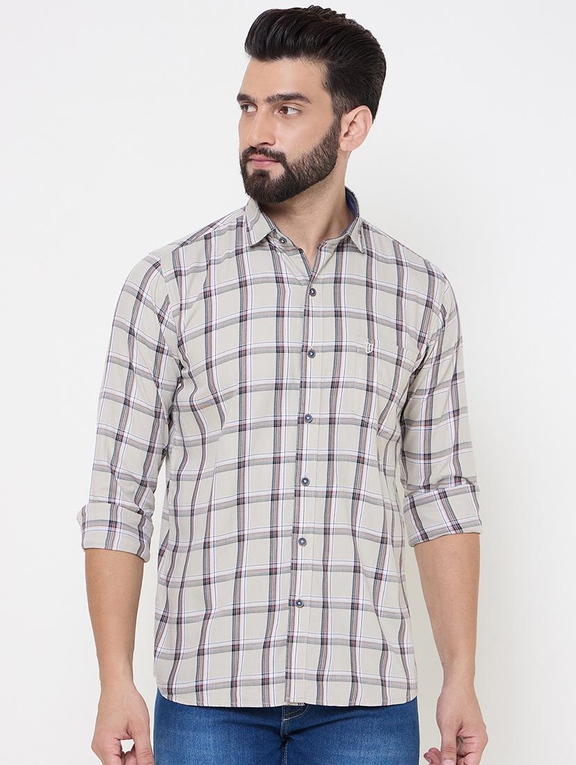 men checkered long sleeve casual shirt - 21697433 -  Zoom Image - 0