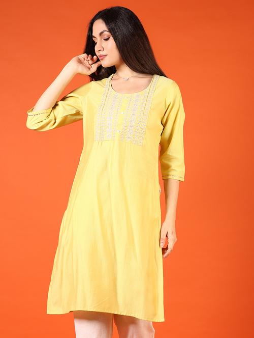 women three quarter sleeve straight kurta - 21697588 - Standard Image - 0