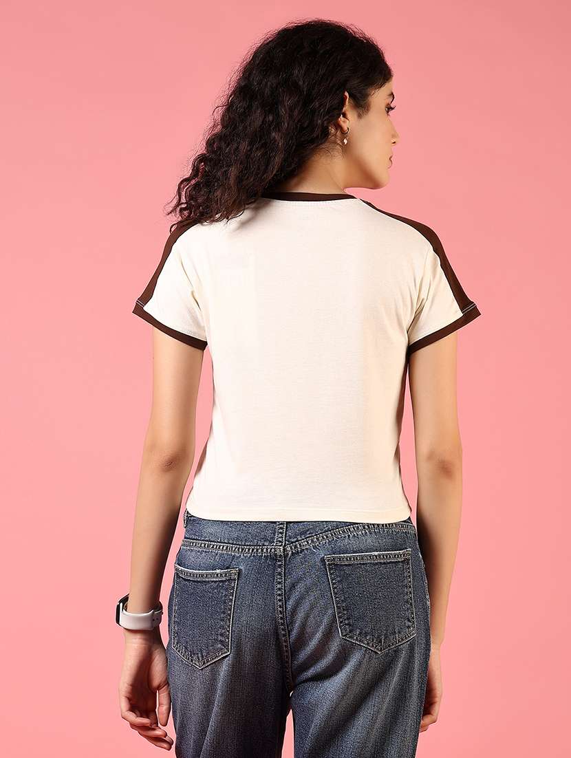 women front printed short sleeve crop t-shirt - 21697624 -  Standard Image - 2