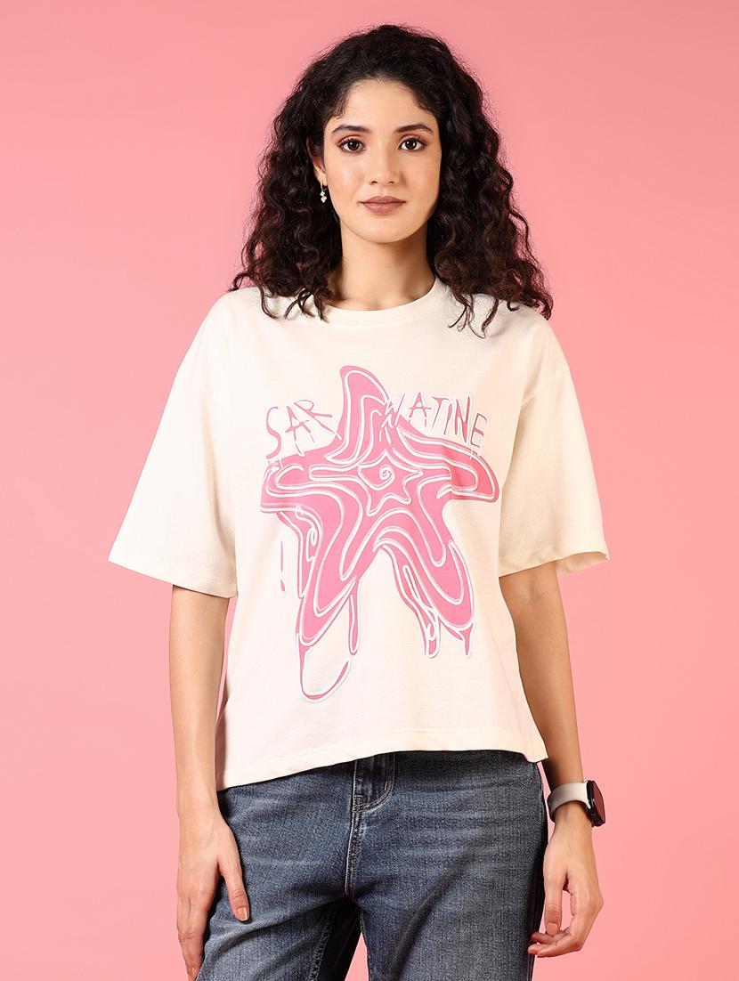 women front printed short sleeve t-shirt - 21697647 - Zoom Image - 0