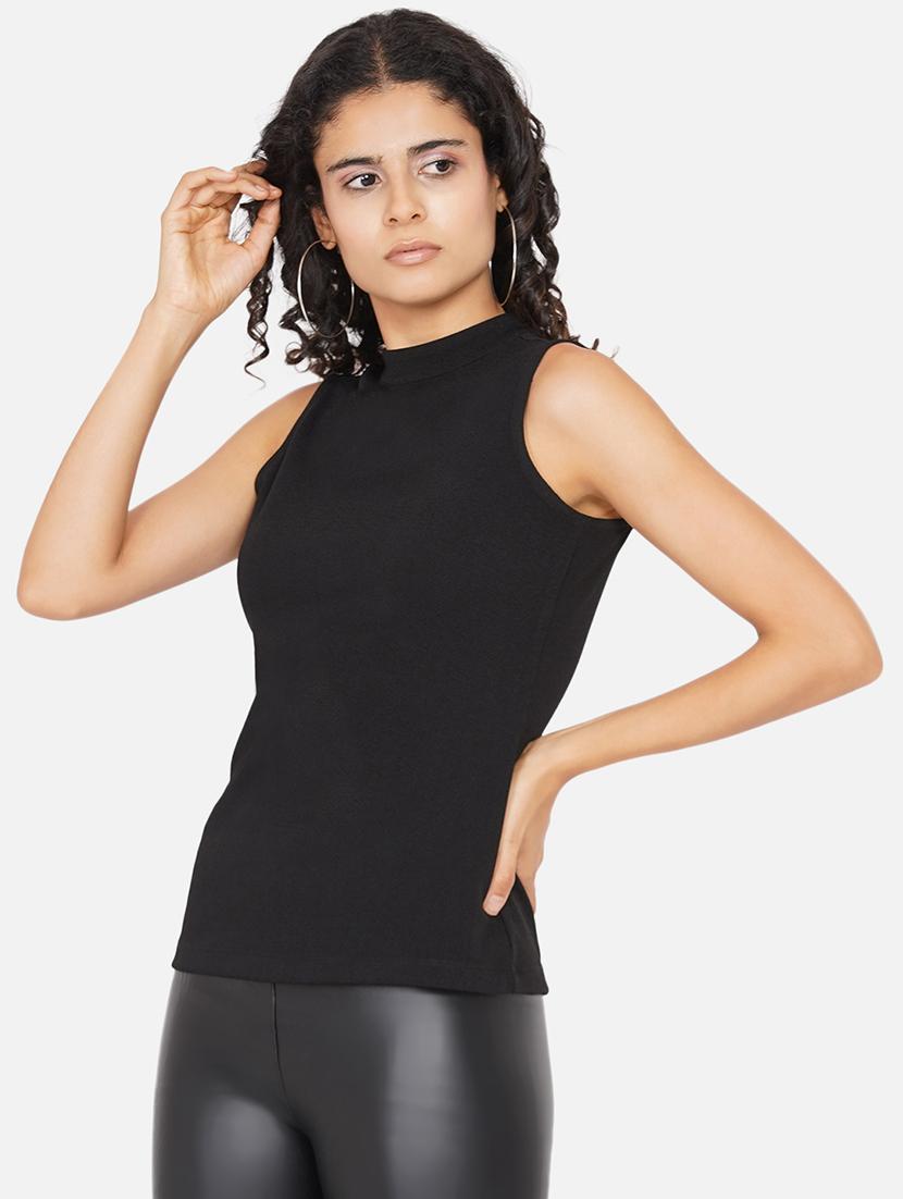women solid mock neck sleevelss regular top - 21697792 - Standard Image - 2