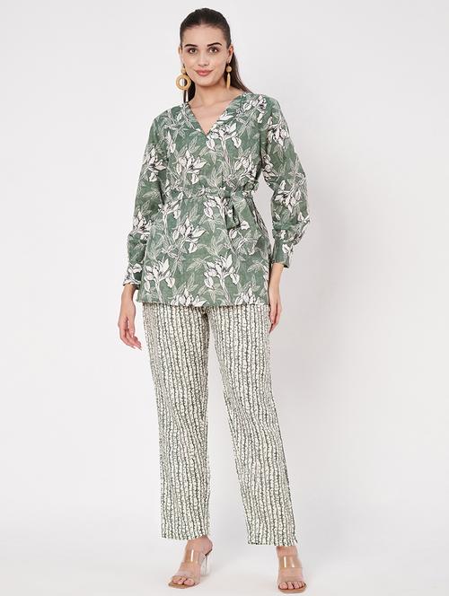 women printed top and trouser co-ord set - 21697952 -  Standard Image - 0